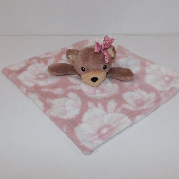 Lila & Jack Other - Lila & Jack Brown Mauve Teddy Bear w bow Floral Security Blanket Baby lovey nunu